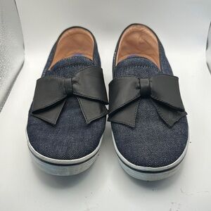 Kate Spade Denim and Black Bow Slip-On Shoes